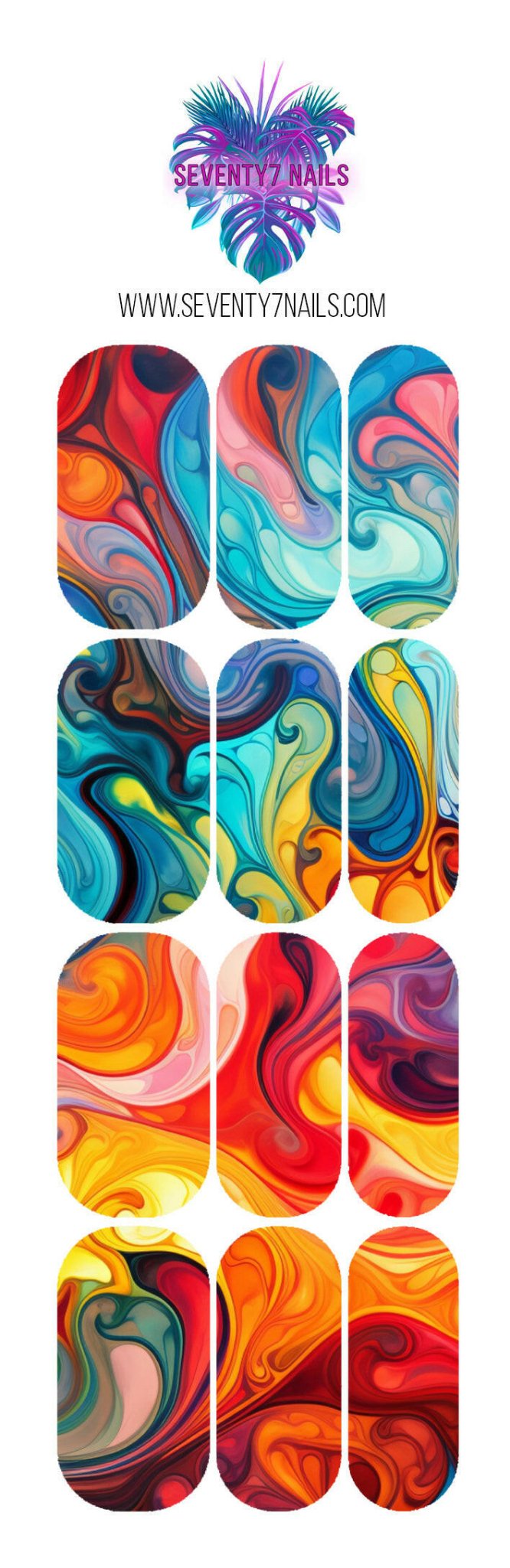 Waterslide Nail Decals - Rainbow Flow - Seventy7 Nail Decals