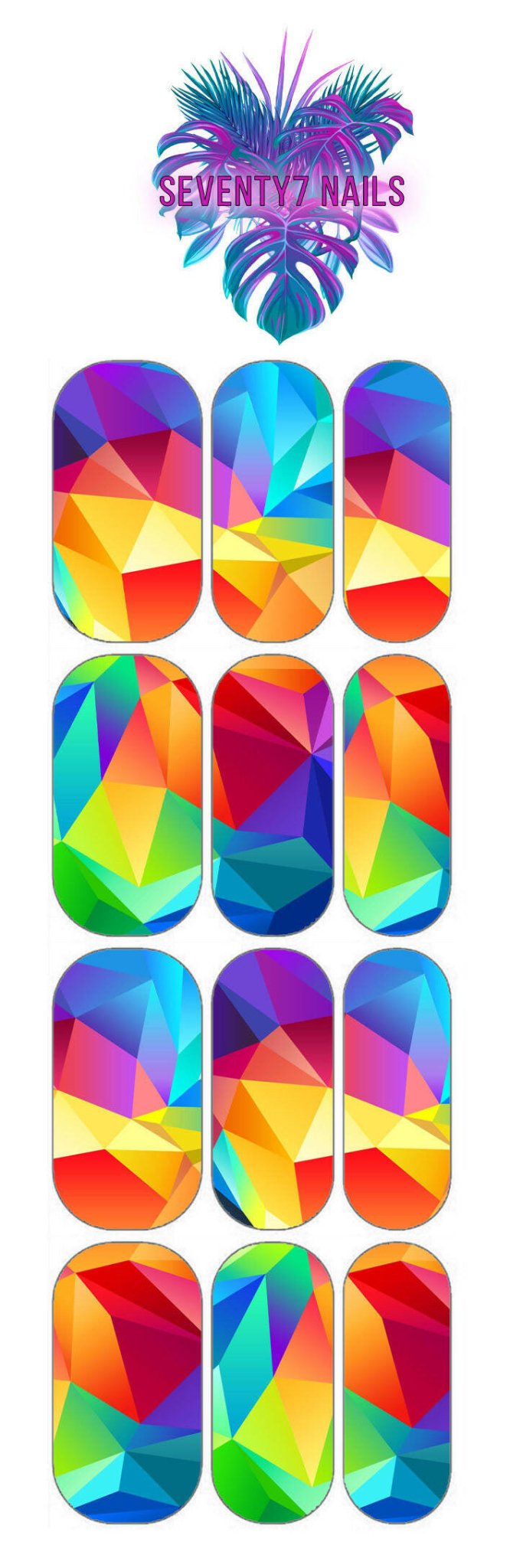 Waterslide Nail Decals - Rainbow Prism - Seventy7 Nail Decals