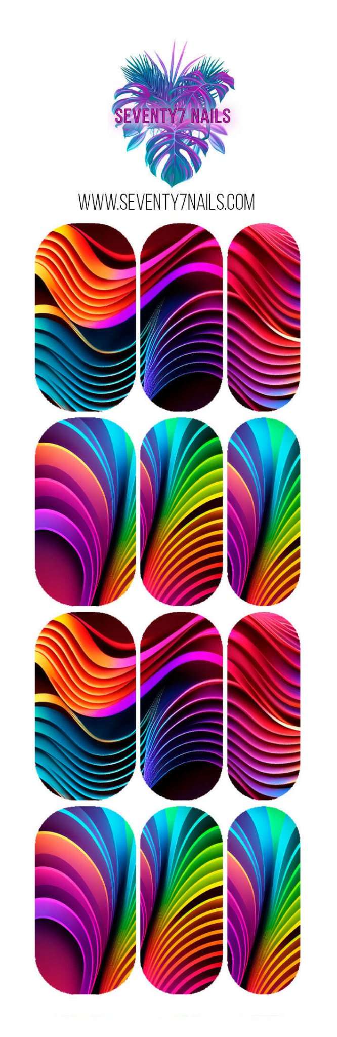 Waterslide Nail Decals - Rainbow Ribbons - Seventy7 Nail Decals