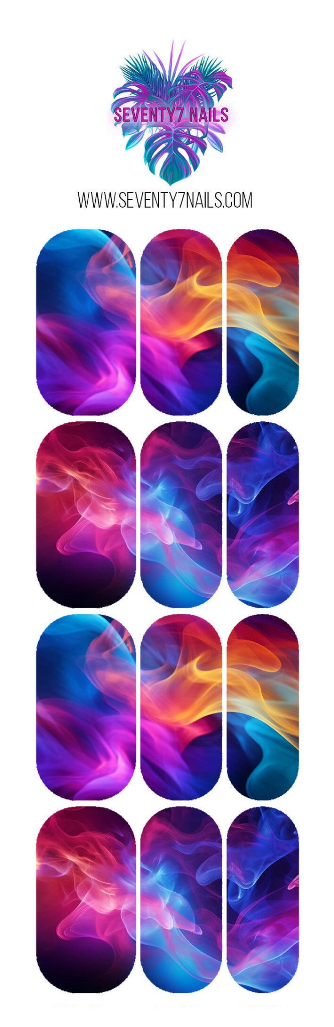 Waterslide Nail Decals - Rainbow Wisps - Seventy7 Nail Decals