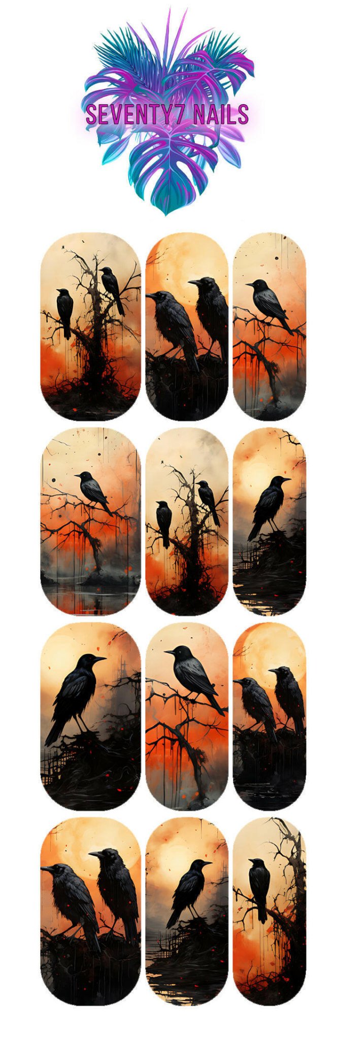 Waterslide Nail Decals - Ravens - Seventy7 Nail Decals