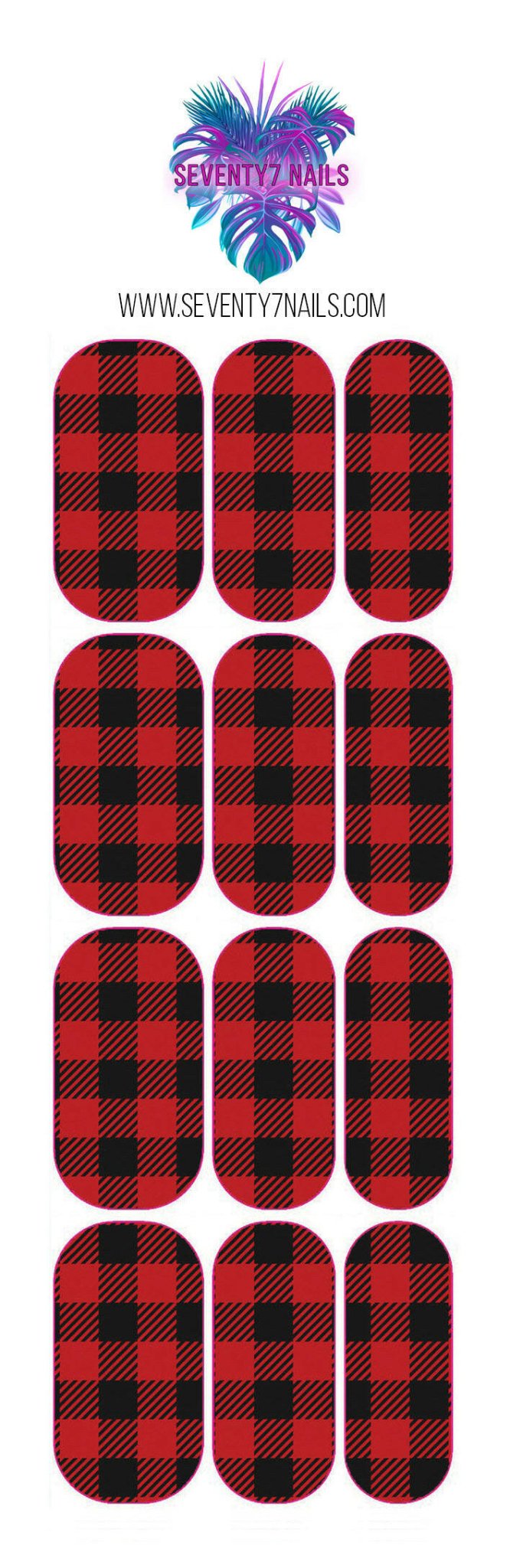 Waterslide Nail Decals - Red Buffalo Plaid - Seventy7 Nail Decals