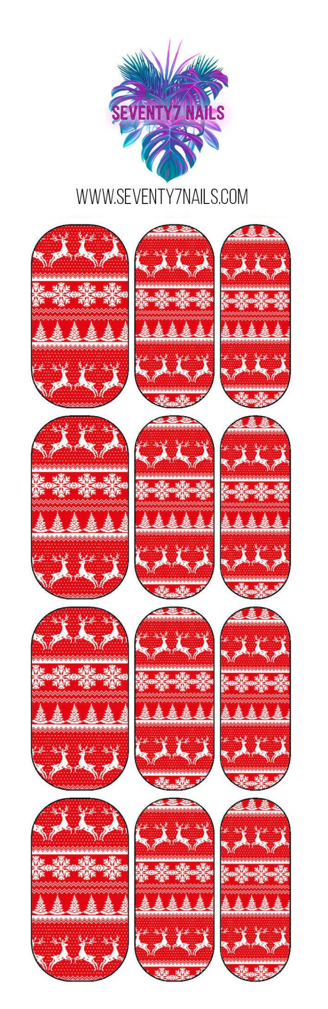Waterslide Nail Decals - Red Sweater - Seventy7 Nail Decals