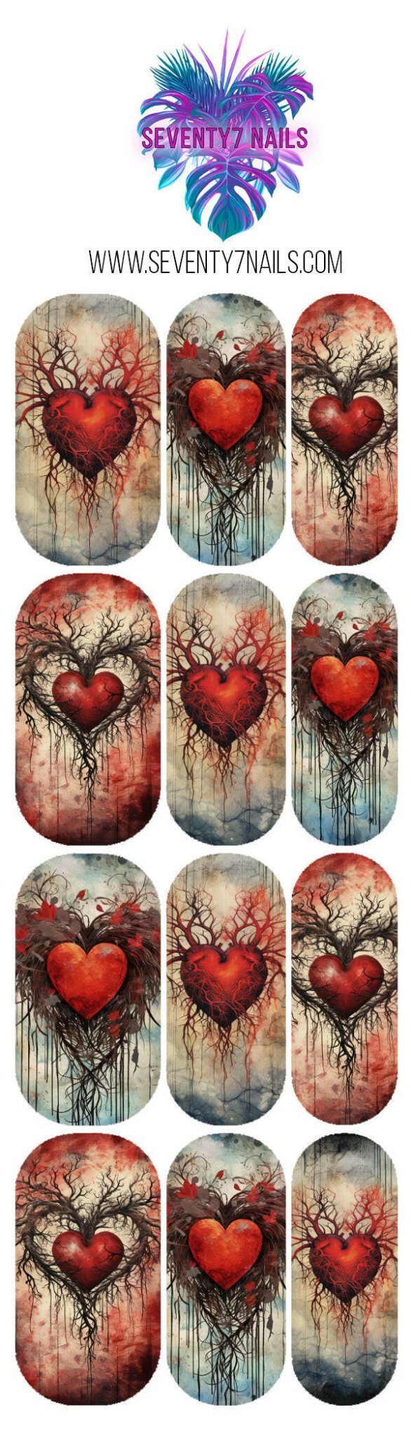 Waterslide Nail Decals - Rooted In Love - Seventy7 Nail Decals
