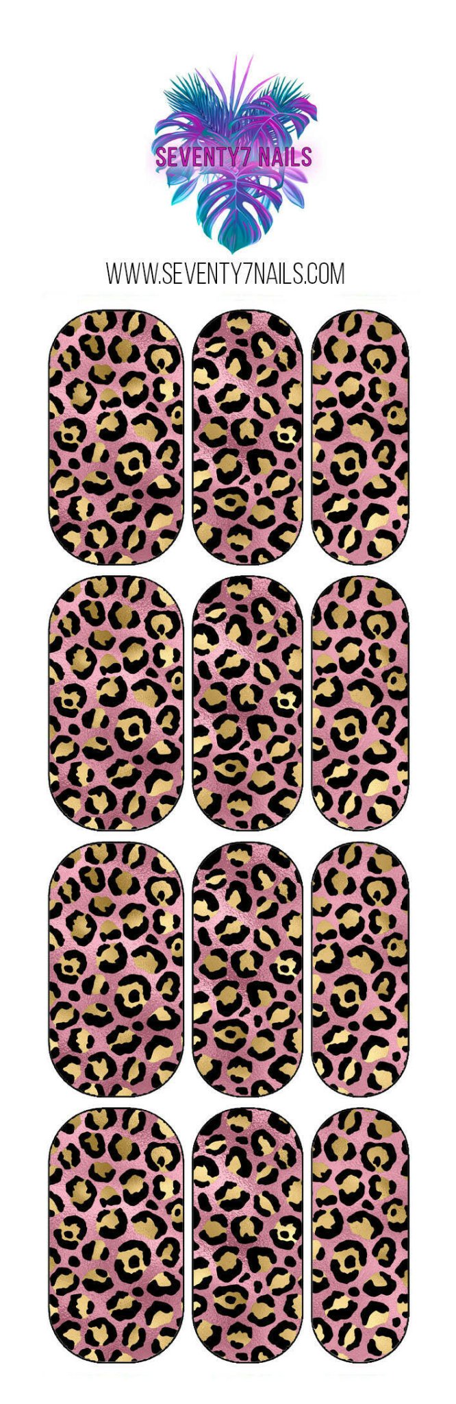 Waterslide Nail Decals - Rose gold Leopard - Seventy7 Nail Decals