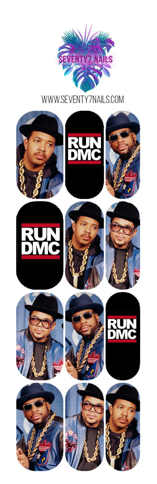 Waterslide Nail Decals - Run DMC - Seventy7 Nail Decals