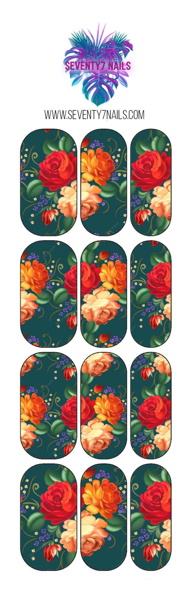 Waterslide Nail Decals - Russian Floral - Seventy7 Nail Decals