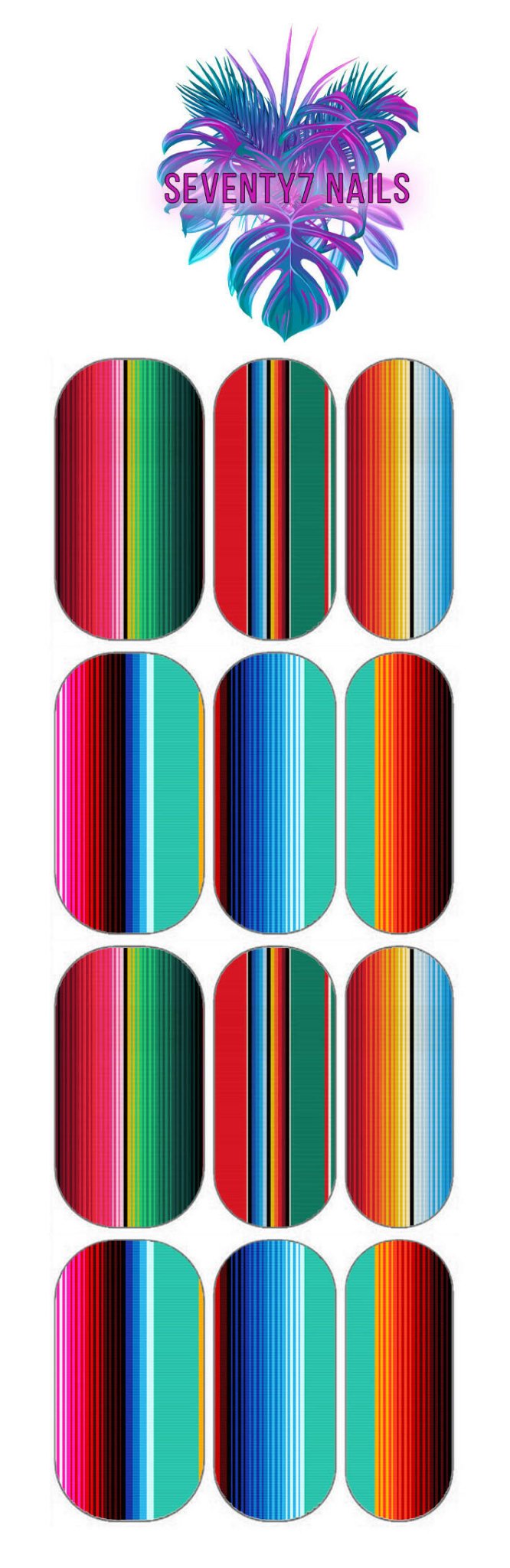 Waterslide Nail Decals - Sarape - Seventy7 Nail Decals