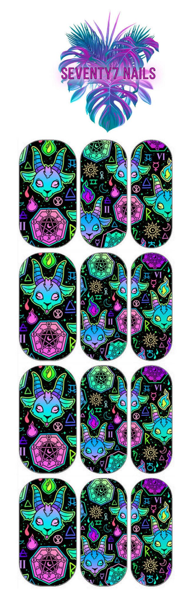 Waterslide Nail Decals - Satanimals - Seventy7 Nail Decals