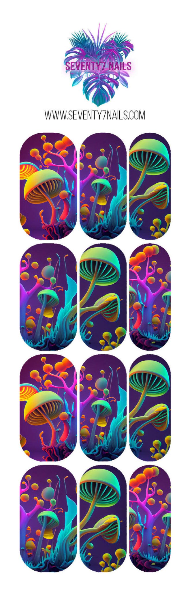 Waterslide Nail Decals - Shroom Boom - Seventy7 Nail Decals