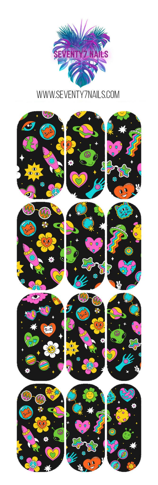 Waterslide Nail Decals - Space Doodles - Seventy7 Nail Decals