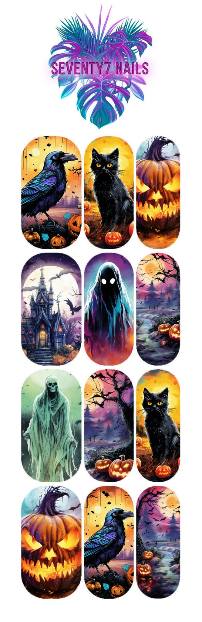 Waterslide Nail Decals - Spooky Mix - Seventy7 Nail Decals