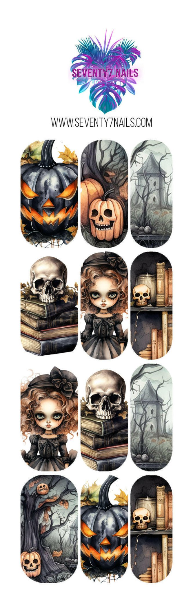 Waterslide Nail Decals - Spooky Neutrals - Seventy7 Nail Decals