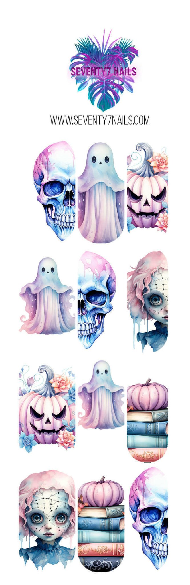 Waterslide Nail Decals - Spooky Pastels - Seventy7 Nail Decals