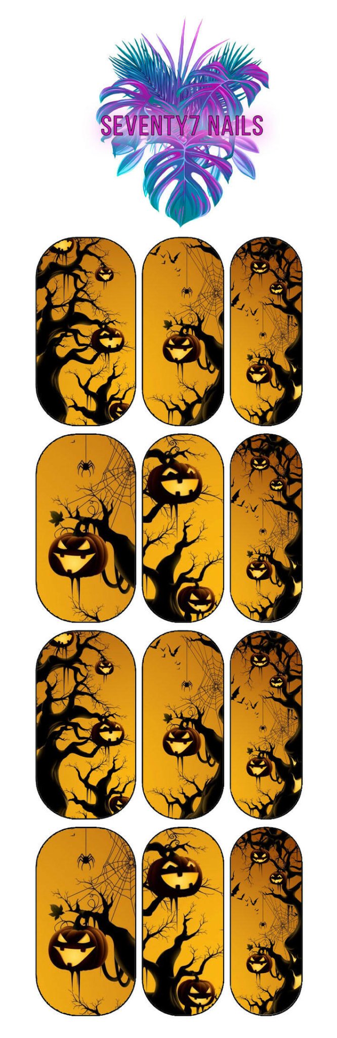 Waterslide Nail Decals - Spooky Trees - Seventy7 Nail Decals