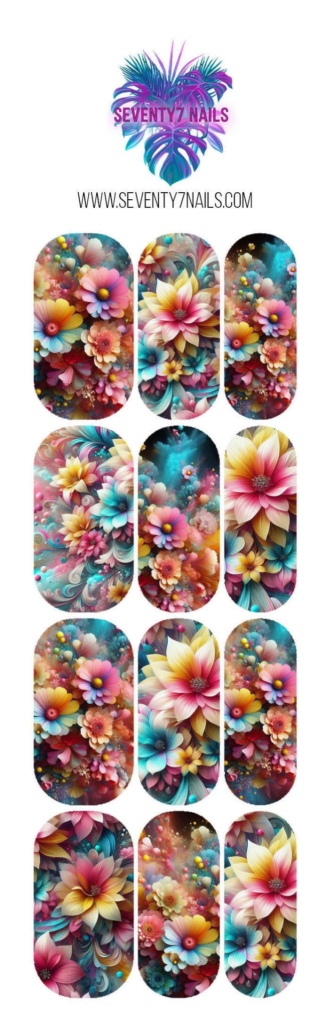 Waterslide Nail Decals - Springtime Garden - Seventy7 Nail Decals