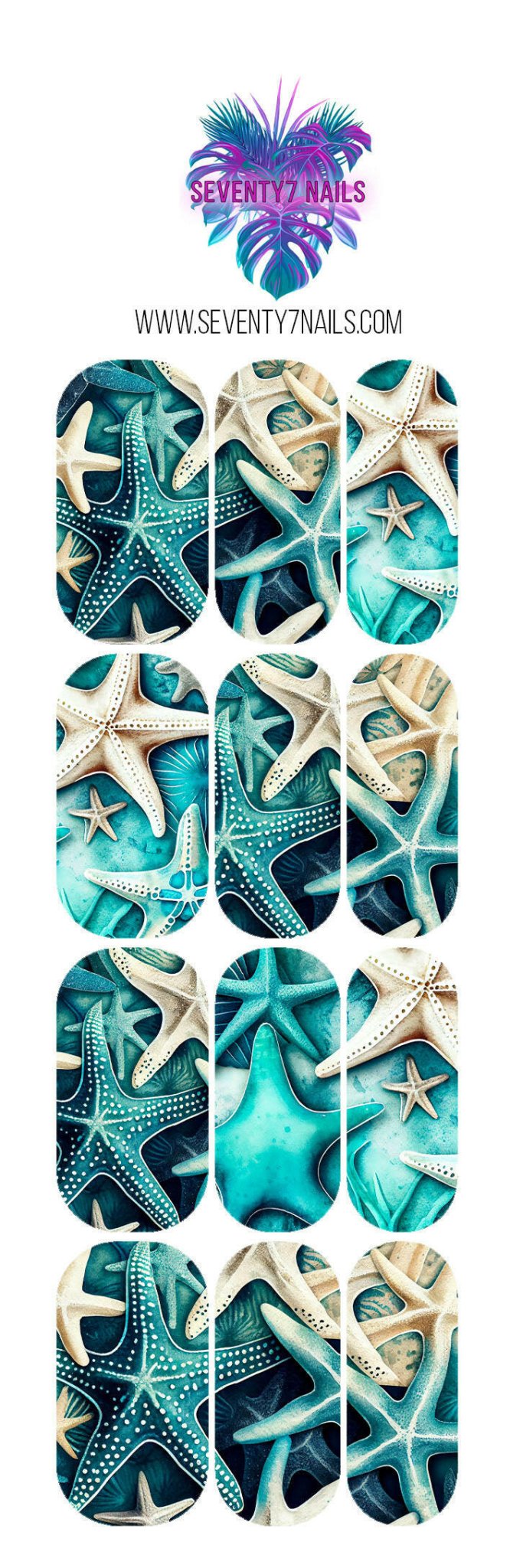 Waterslide Nail Decals - Starfish - Seventy7 Nail Decals