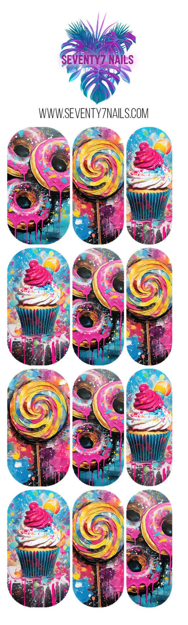 Waterslide Nail Decals - Sweet Pop - Seventy7 Nail Decals