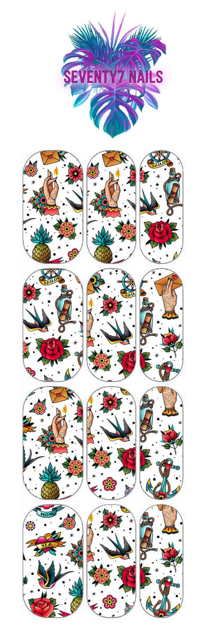 Waterslide Nail Decals - Tattoo You - Seventy7 Nail Decals