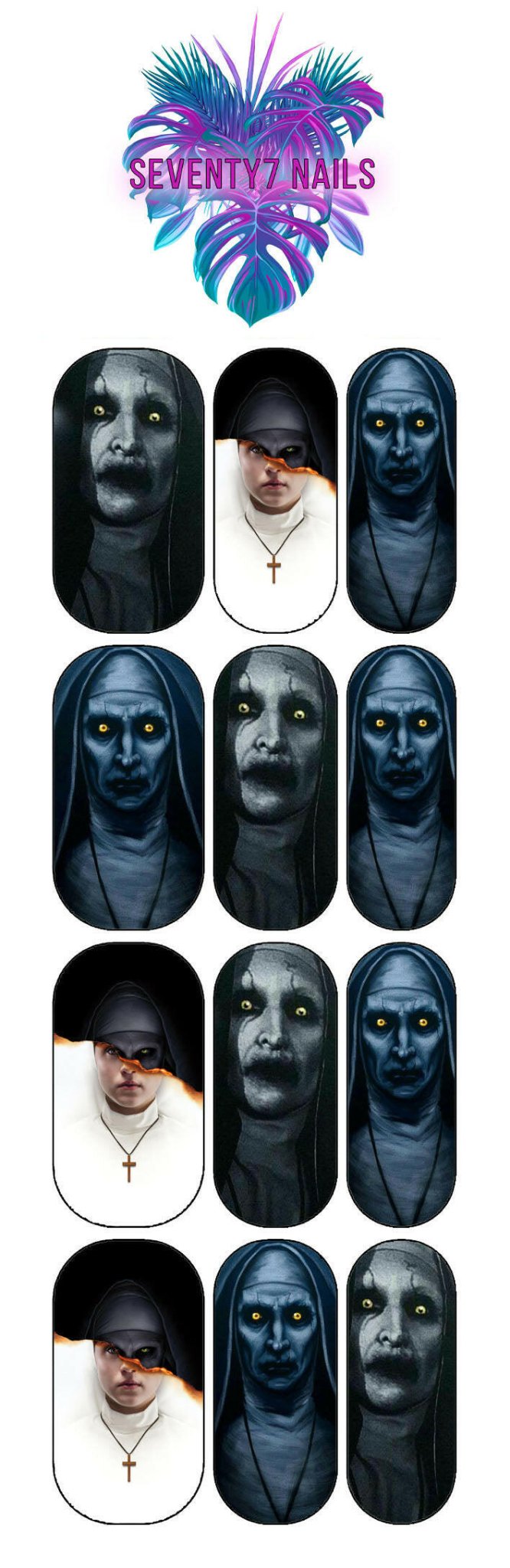 Waterslide Nail Decals - The Nun - Seventy7 Nail Decals