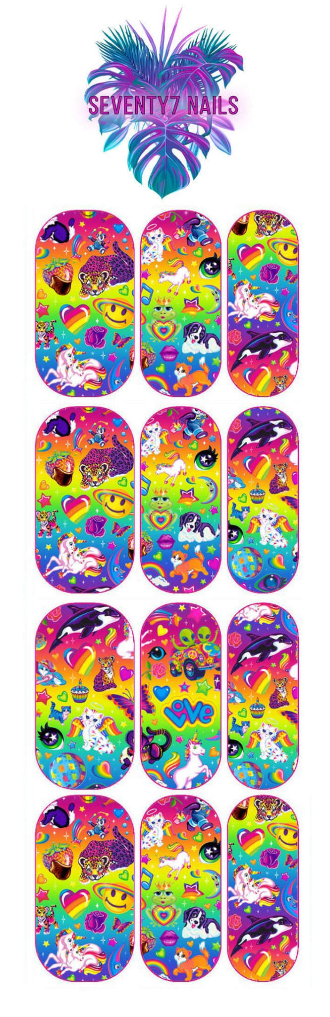 Waterslide Nail Decals - Trippy Rainbow - Seventy7 Nail Decals