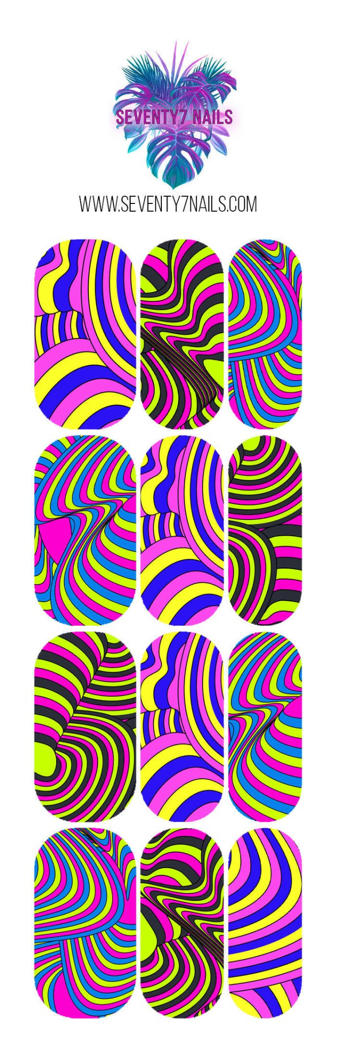 Waterslide Nail Decals - Trippy Ribbons - Seventy7 Nail Decals