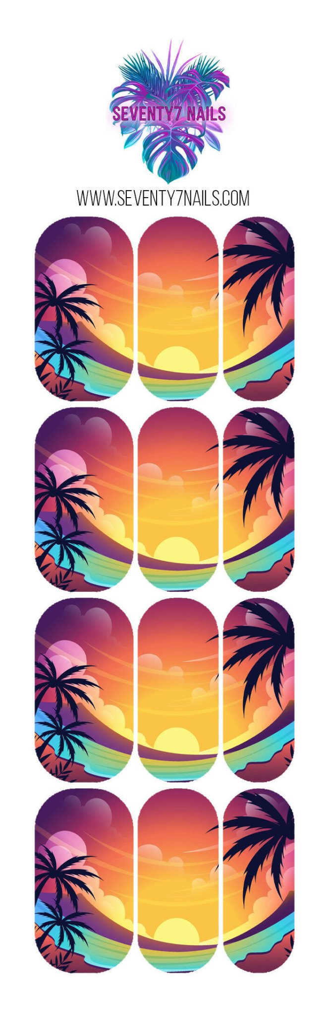 Waterslide Nail Decals - Tropical Sunset - Seventy7 Nail Decals