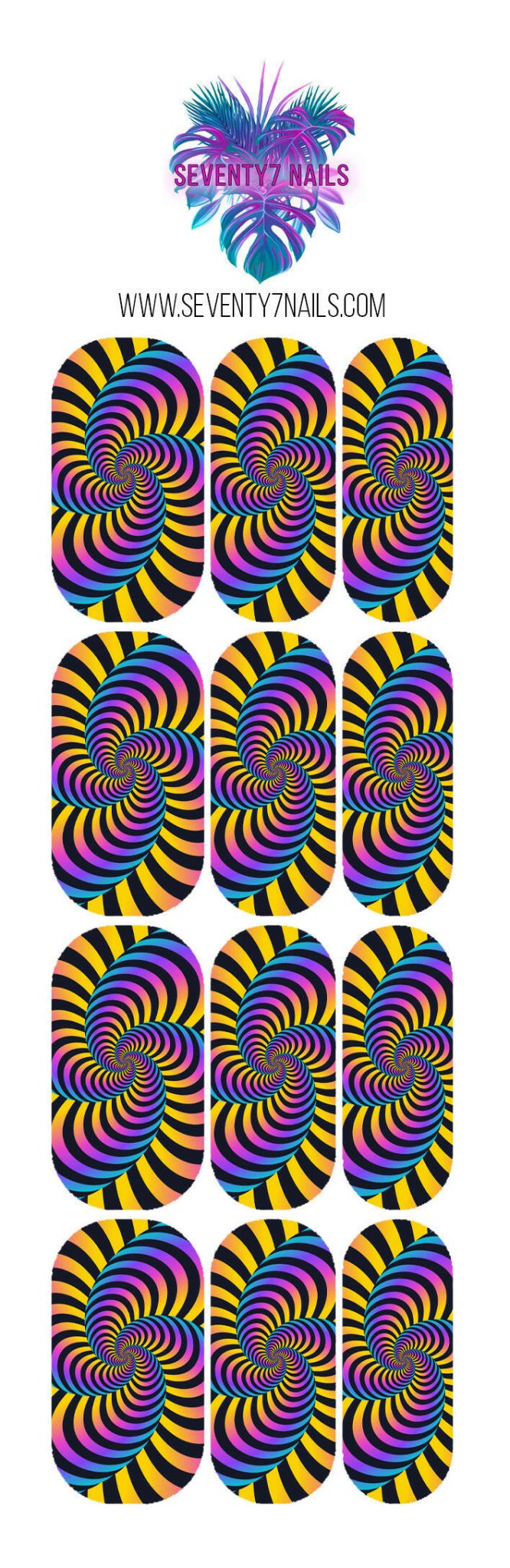 Waterslide Nail Decals - Twisted Up - Seventy7 Nail Decals
