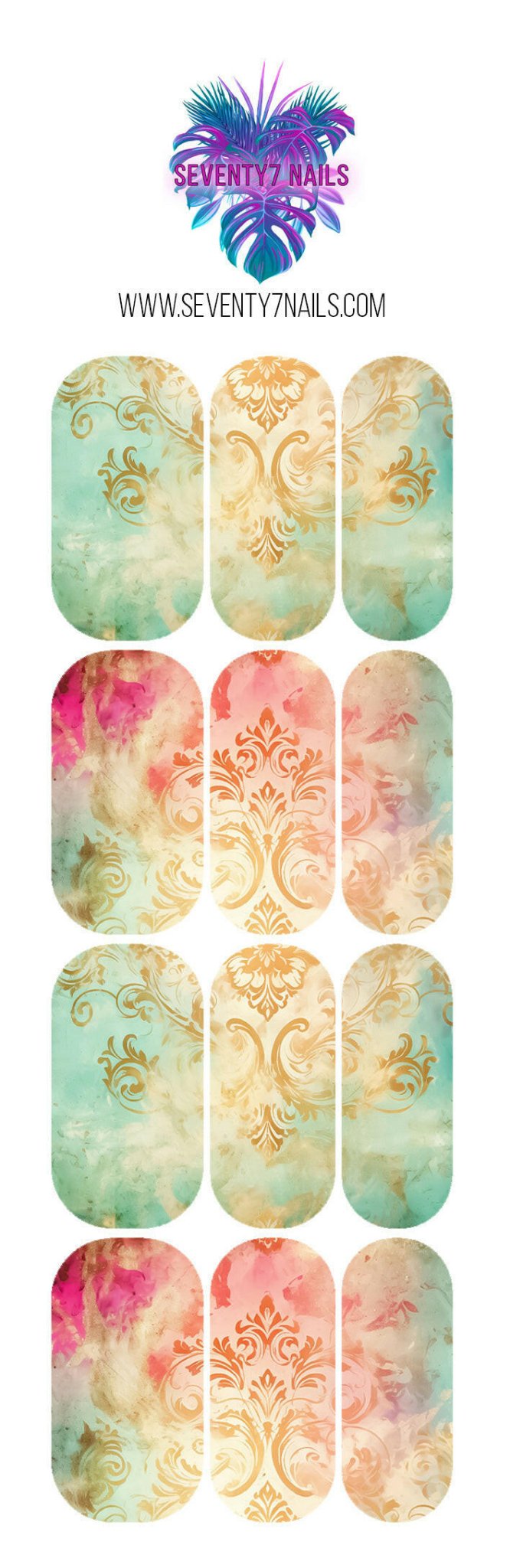 Waterslide Nail Decals - Versailles - Seventy7 Nail Decals