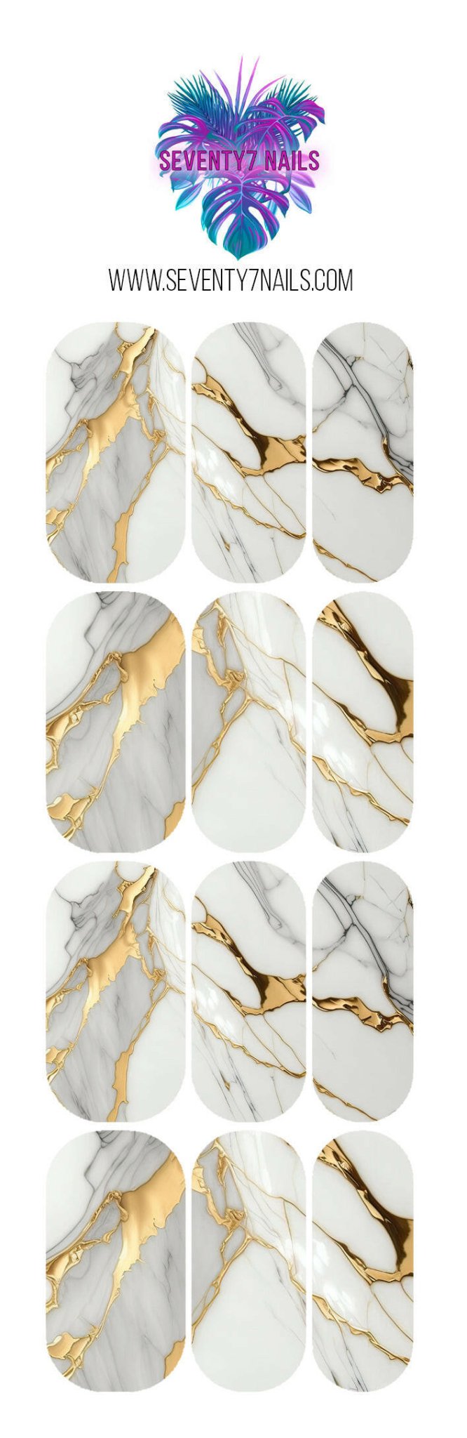 Waterslide Nail Decals - White Marble - Seventy7 Nail Decals