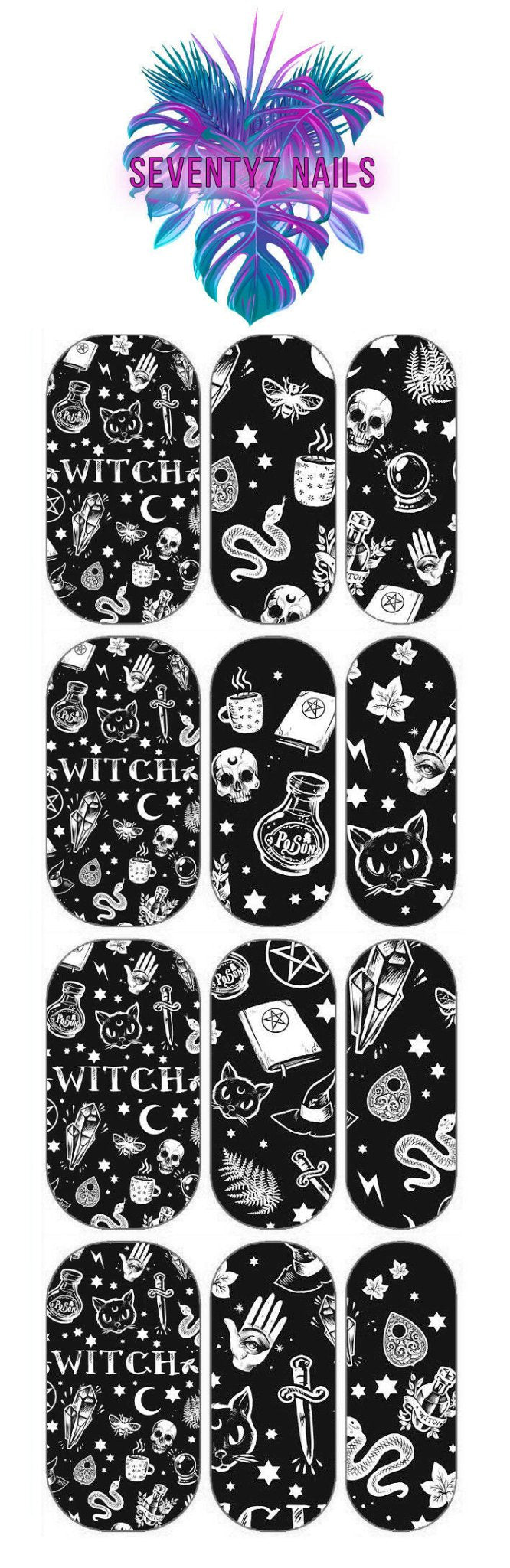 Waterslide Nail Decals - Witchy - Seventy7 Nail Decals