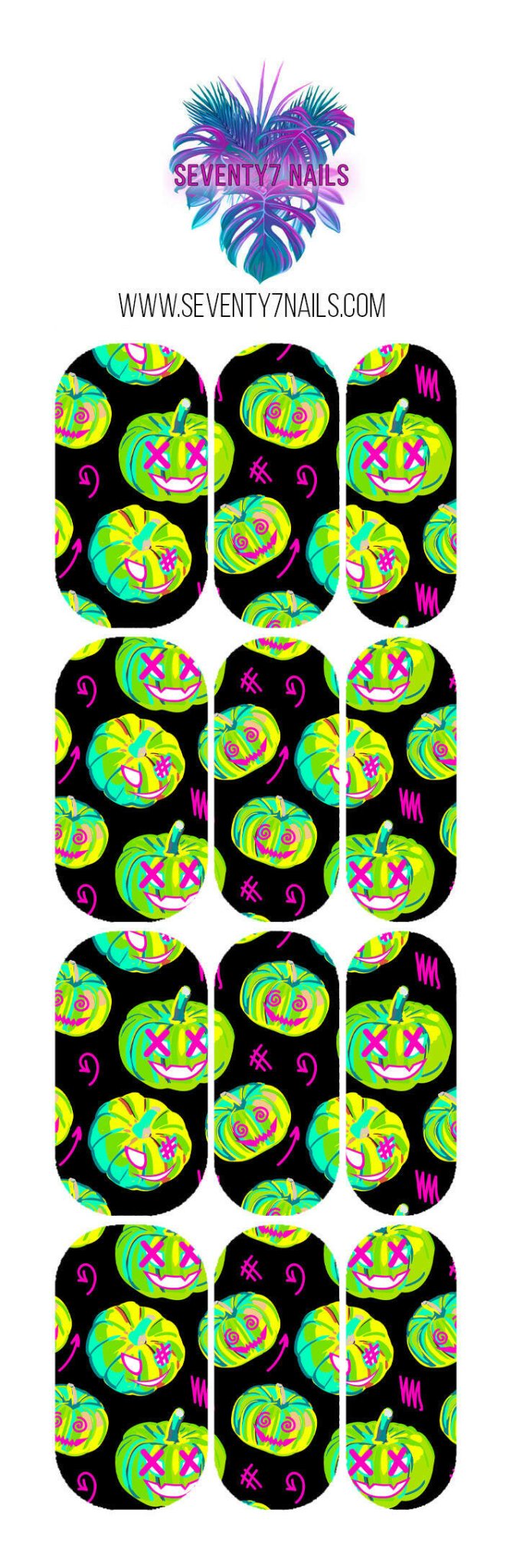 Waterslide Nail Decals - Zombie Pumpkins - Seventy7 Nail Decals