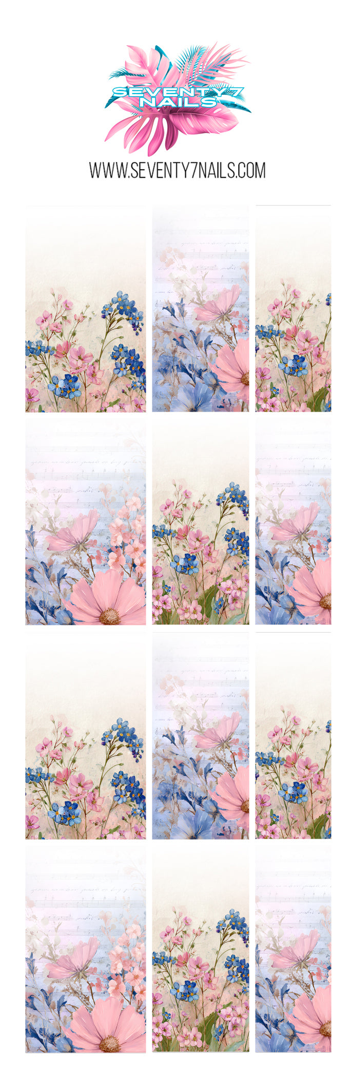 Ombre Waterslide Nail Decals - Wildflowers