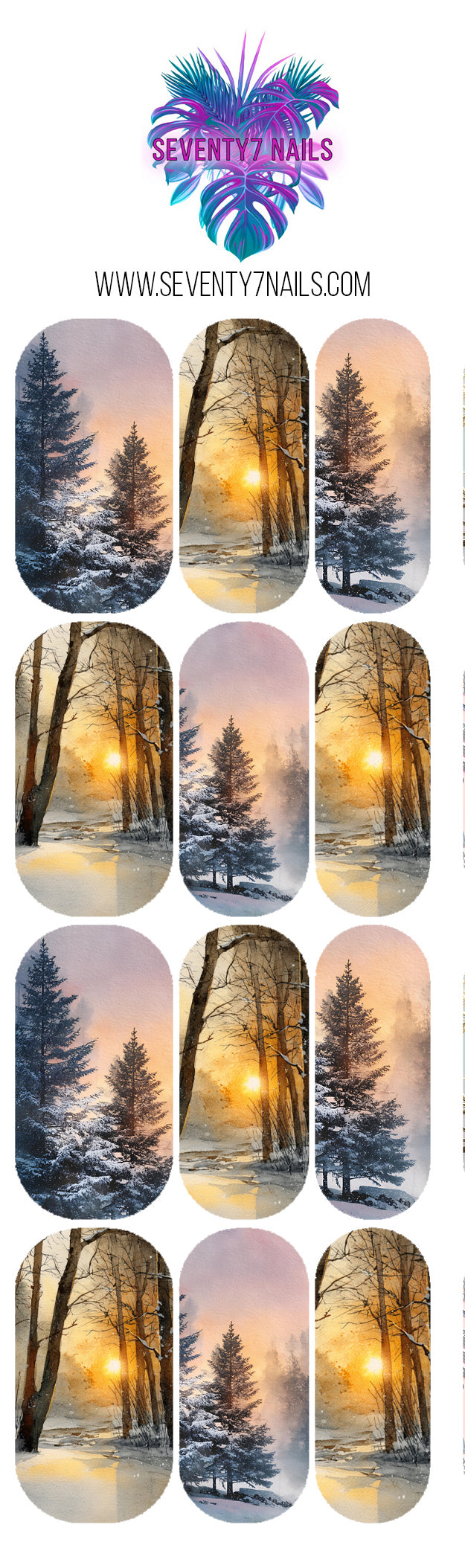 Waterslide Nail Decals - Winter Dawn